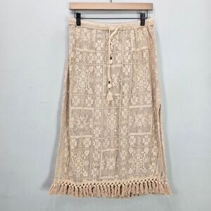 Aerie Open Weave Knit Skirt M Crotchet Beach Patchwork Resortwear Boho Y2K Cover